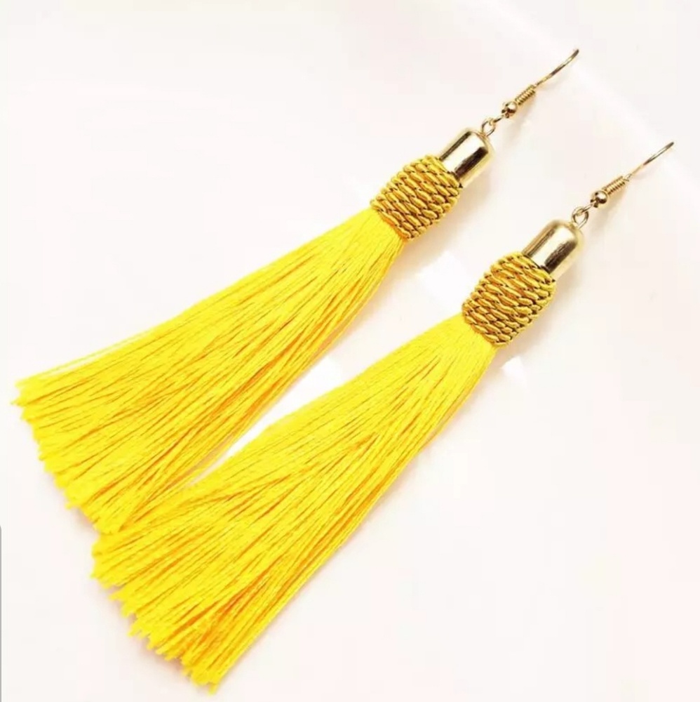 Beautiful Long Tassel Earring Fashion Yellow